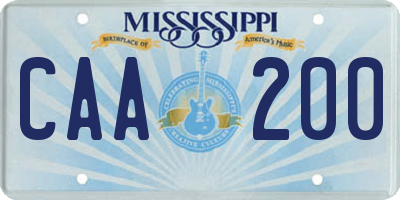 MS license plate CAA200