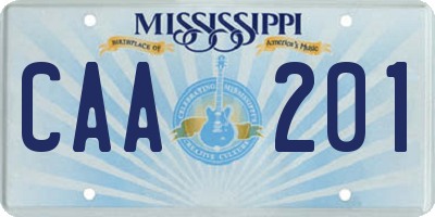 MS license plate CAA201