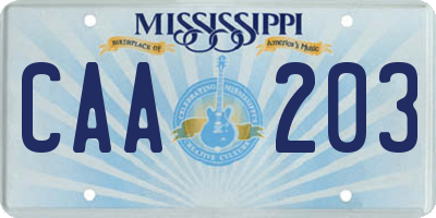 MS license plate CAA203