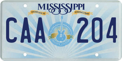 MS license plate CAA204