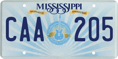 MS license plate CAA205