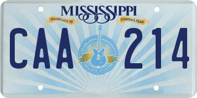 MS license plate CAA214