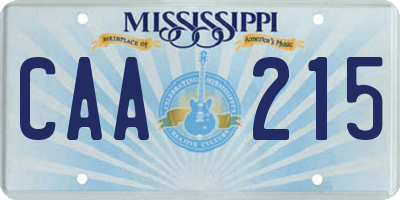 MS license plate CAA215