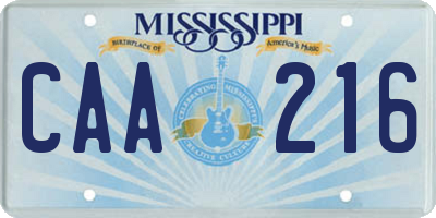 MS license plate CAA216
