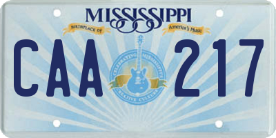 MS license plate CAA217