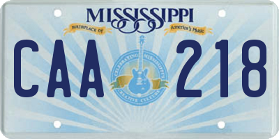MS license plate CAA218