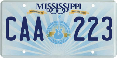 MS license plate CAA223