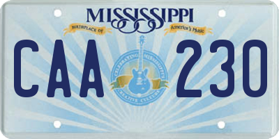 MS license plate CAA230