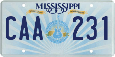 MS license plate CAA231