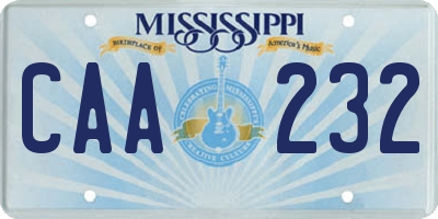 MS license plate CAA232