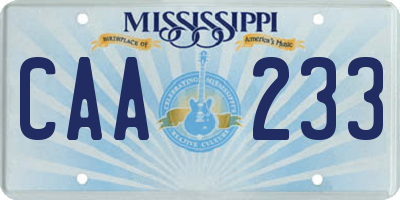 MS license plate CAA233