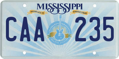 MS license plate CAA235