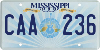 MS license plate CAA236