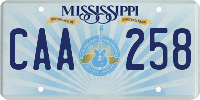 MS license plate CAA258
