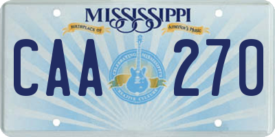 MS license plate CAA270