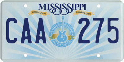 MS license plate CAA275