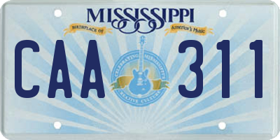 MS license plate CAA311