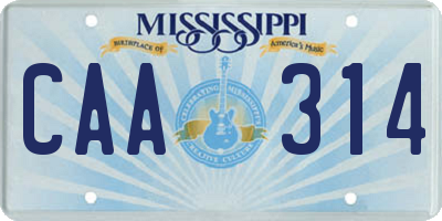 MS license plate CAA314