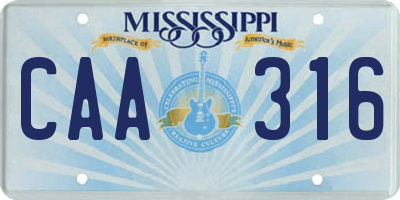 MS license plate CAA316
