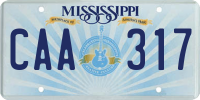 MS license plate CAA317