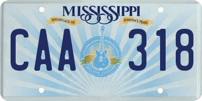 MS license plate CAA318