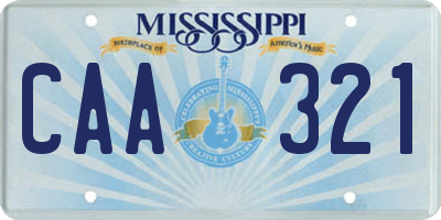MS license plate CAA321