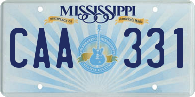 MS license plate CAA331