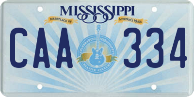 MS license plate CAA334