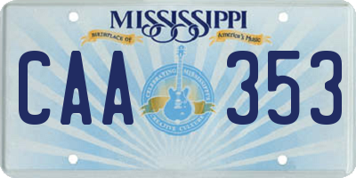 MS license plate CAA353