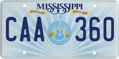 MS license plate CAA360