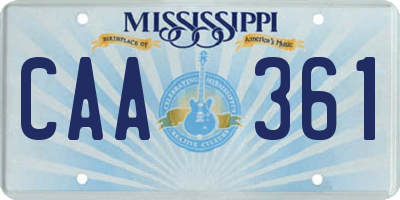 MS license plate CAA361