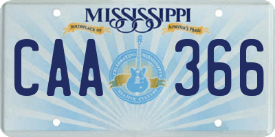 MS license plate CAA366