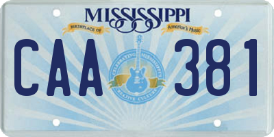 MS license plate CAA381
