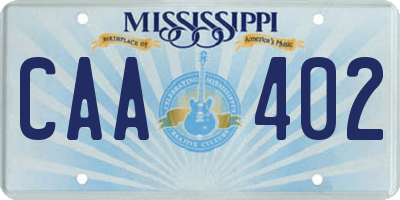 MS license plate CAA402