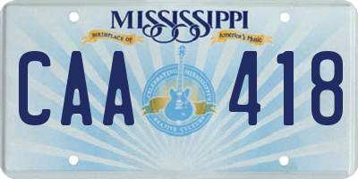 MS license plate CAA418