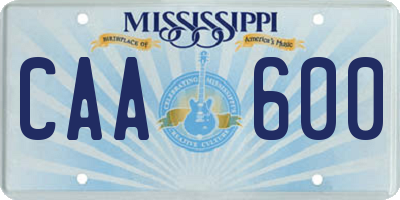MS license plate CAA600