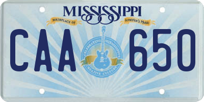 MS license plate CAA650