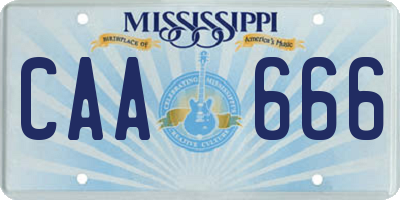MS license plate CAA666