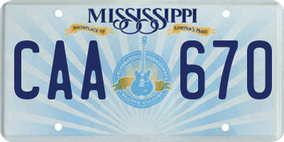 MS license plate CAA670
