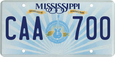 MS license plate CAA700