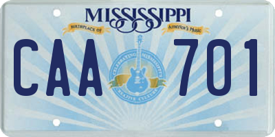 MS license plate CAA701