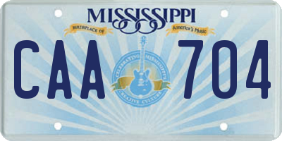 MS license plate CAA704