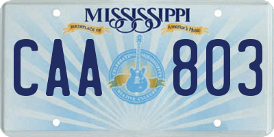 MS license plate CAA803