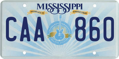 MS license plate CAA860