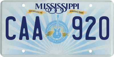 MS license plate CAA920