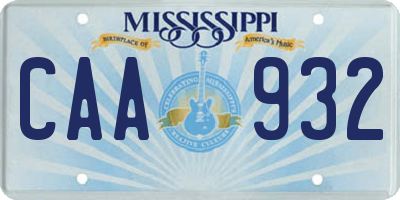 MS license plate CAA932