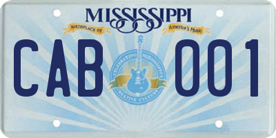 MS license plate CAB001