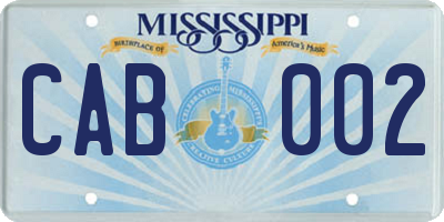 MS license plate CAB002