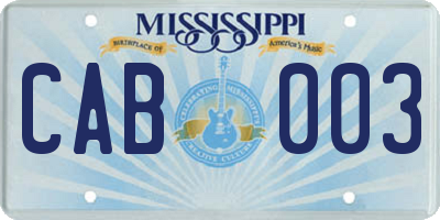 MS license plate CAB003
