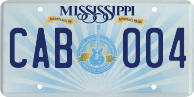 MS license plate CAB004